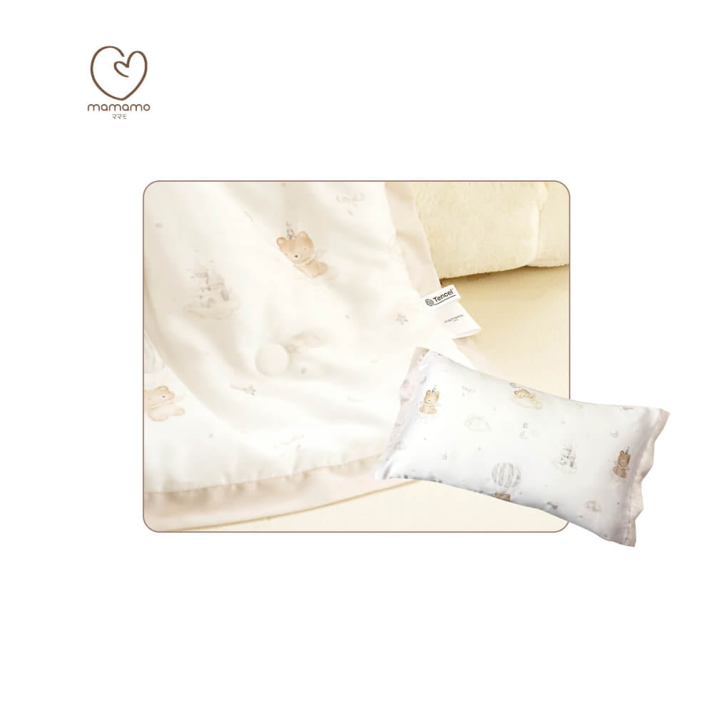 เซตผ้าห่มและปลอกหมอน MAMAMO ผ้า TENCEL ลาย TWINKLE TEDDY เกรดพรีเมียม ผ้านุ่มสบาย หายใจผ่านได้ พร้อมส่ง_0